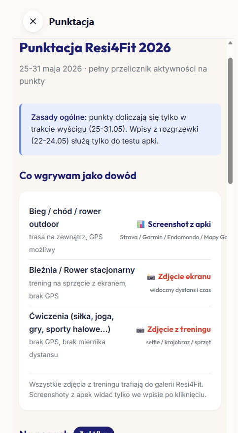 Resi4Fit - zasady punktacji